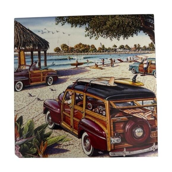 Vintage Rare Doheny Beach Print 8”x8” Tile by Jim Krogle - Picture 1 of 9